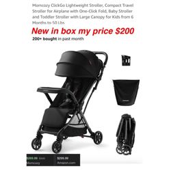 News in box Momcozy ClickGo Lightweight Stroller, Compact Travel Stroller for Airplane with One-Click Fold, Baby Stroller and Toddler Stroller $200 