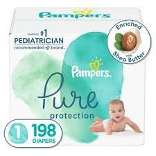 Diapers Size 1 Pampers Pure Protection - 198 count