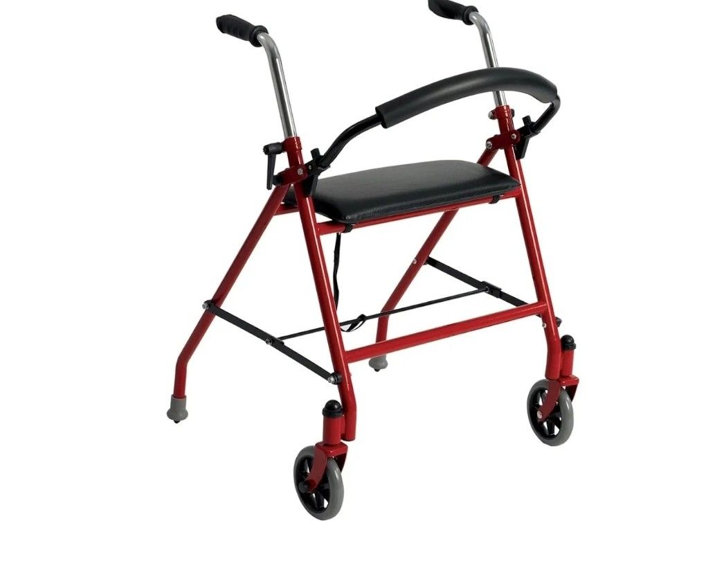 New Drive Medical Foldable Rollator Walker with Seat, Red, ( reseda ca)