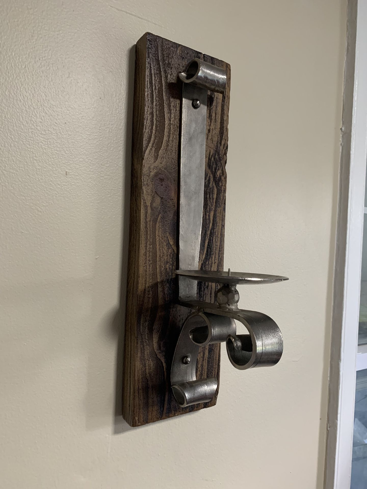 Rustic Wall-Mounted Candle Holder Wooden Metal Candle Scone beautiful reclaimed