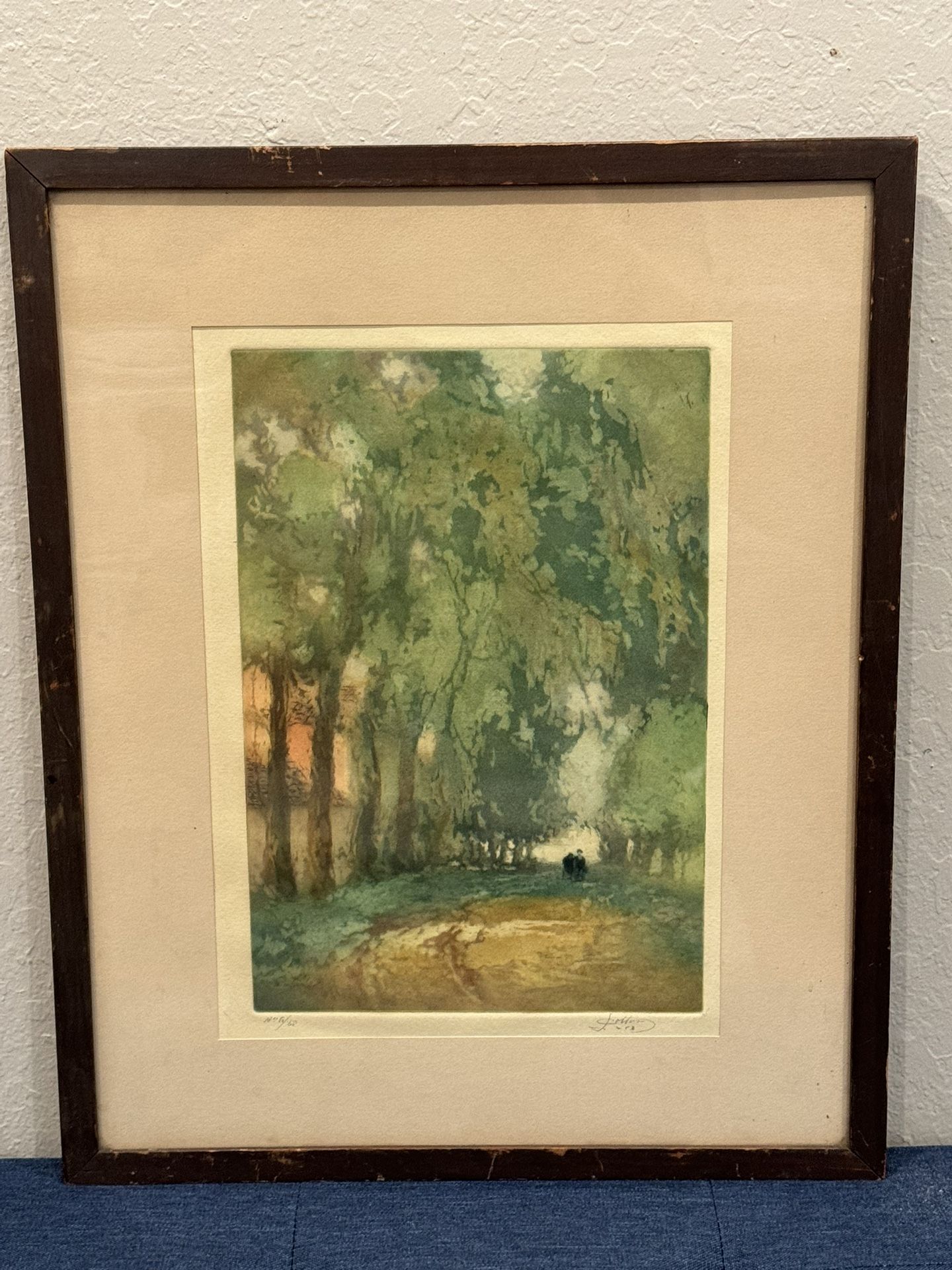 JOHN WESLEY COTTON (b1868-d1931) Signed Color Etching/Aquatint "Avenue in Bruges"