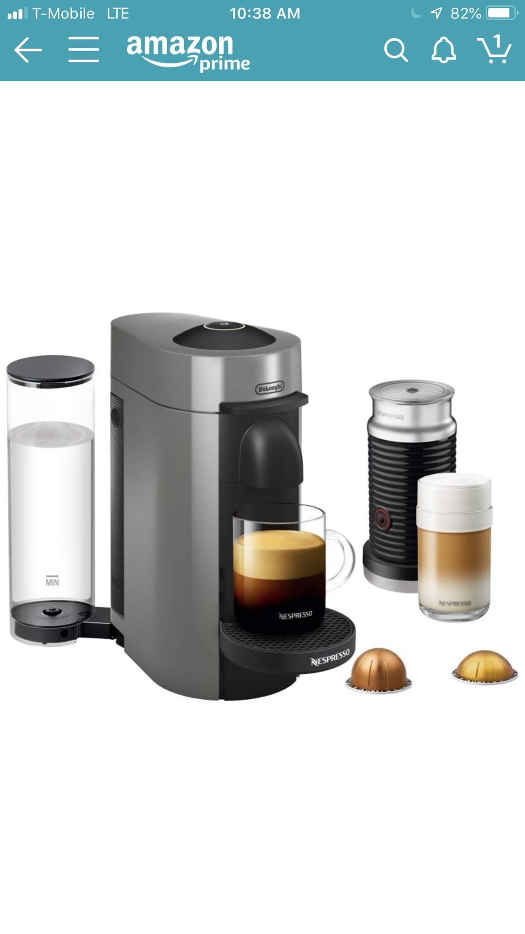 Nespresso VertuoPlus Coffee and Espresso Maker Bundle with Aeroccino Milk Frother by De'Longhi