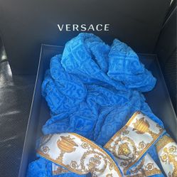 Versace Royal Blue Kids Robe, Size: Medium