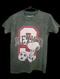 Peanuts Snoopy Mexico Soccer Shirt -Distressed Green