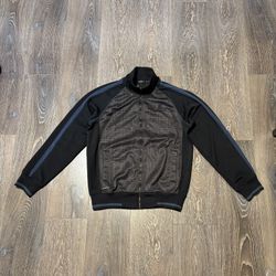 Marc Ecko Cut & Sew Track Jacket Black Gray Plaid Size M