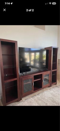 3 Piece Dark Wood Entertainment Center