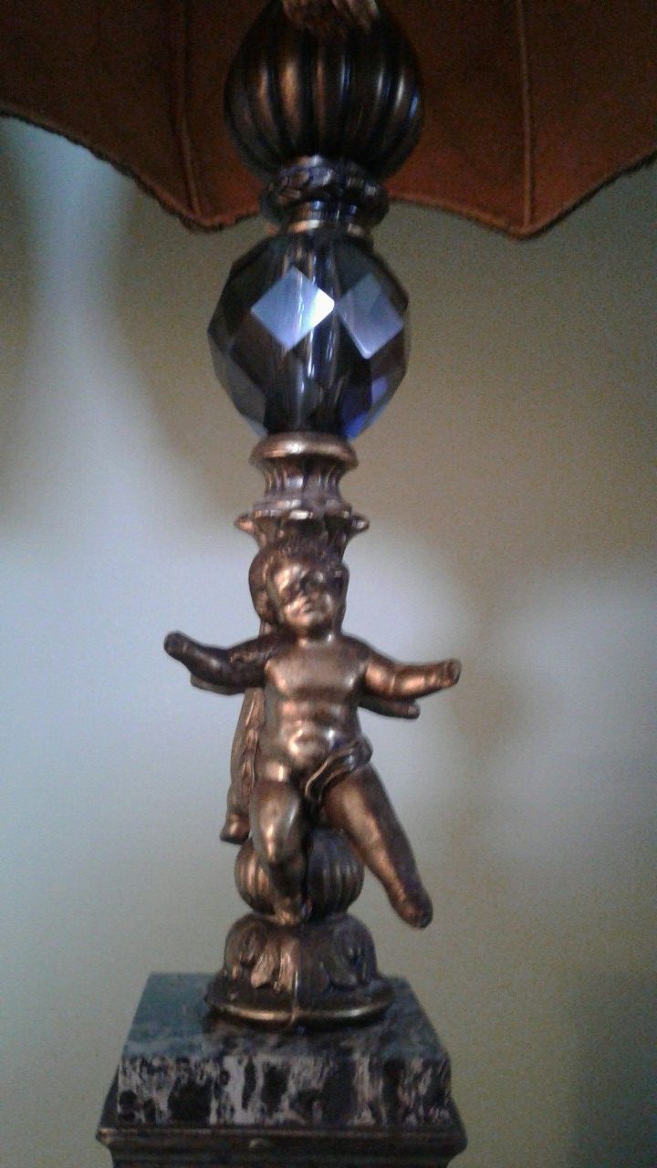 Antique Brass, Marble & Fine Grey Glass