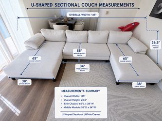 U-Shaped Sectional Couch White/Cream