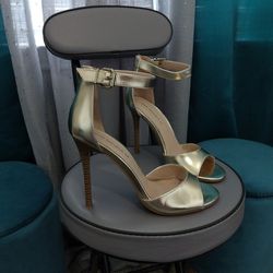 Gold Heels With Ankle Strap