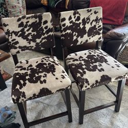 2 Cow Print Bar Stools