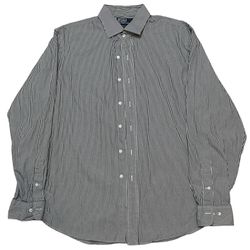 Polo Ralph Lauren Men’s Grey Blue Striped Long Sleeve Regent Custom Fit Size XL