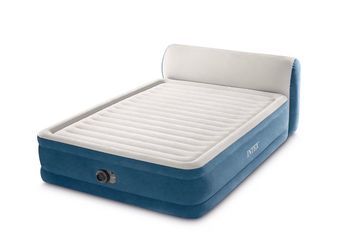 Intex Queen DuraBeam Headboard Air Mattress w/ Internal Pump