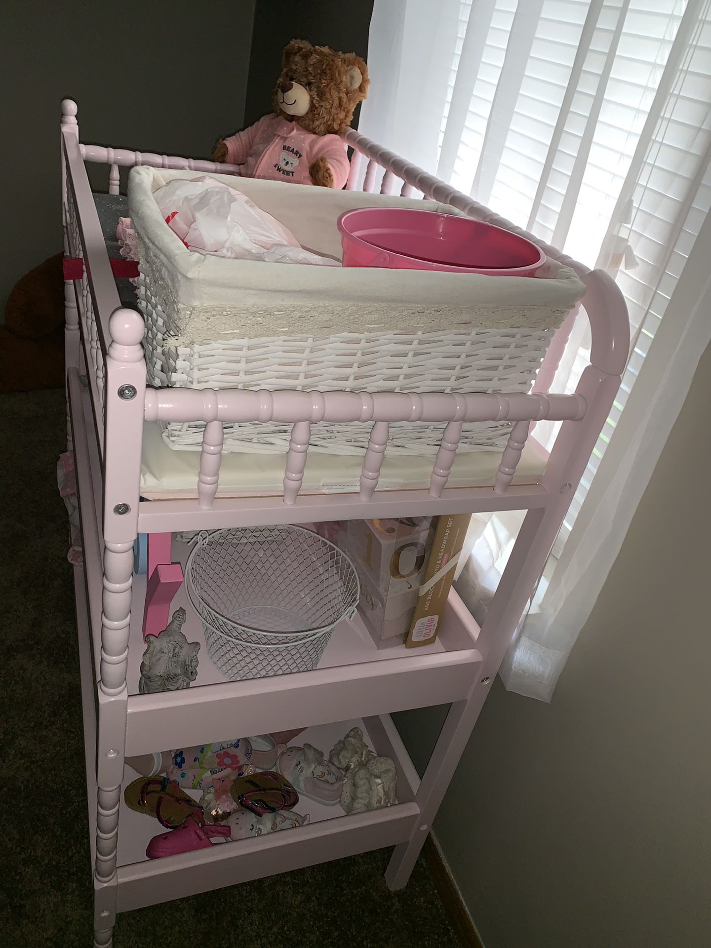 Pink changing table