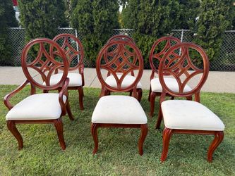 Set of 6 Oval Back Dining Chairs - 2 Armchairs & 4 Side Chairs
