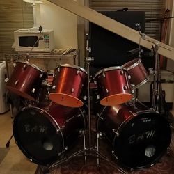 Double Bass Drum Set Red Wine