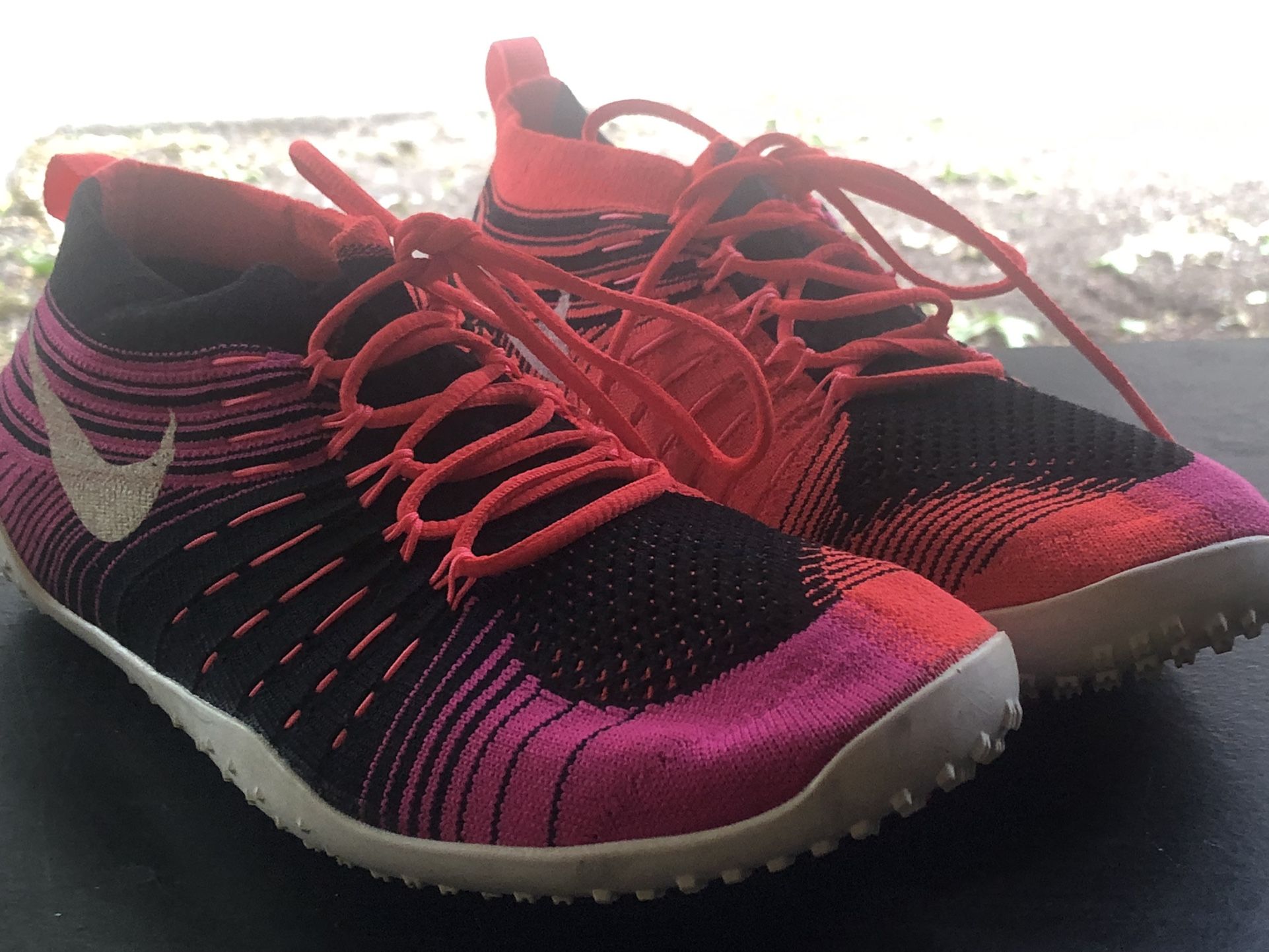 Nike Free Flyknit Women's Pink Black Orange Running Shoes