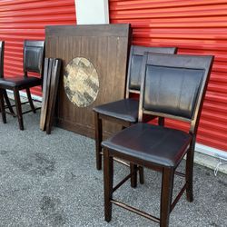 Wood High top Table 4 Chairs