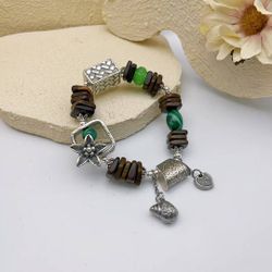 Original design: DIY malachite, incense, sterling silver bracelet, unique, only this one.