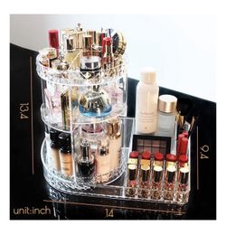 Makeup Organizer, 360-Degree Rotating Adjustable Multi-Function Acrylic Cosmetic Storage, Transparent, Stylish Design, Cosmetic and Jewelry Storage Di