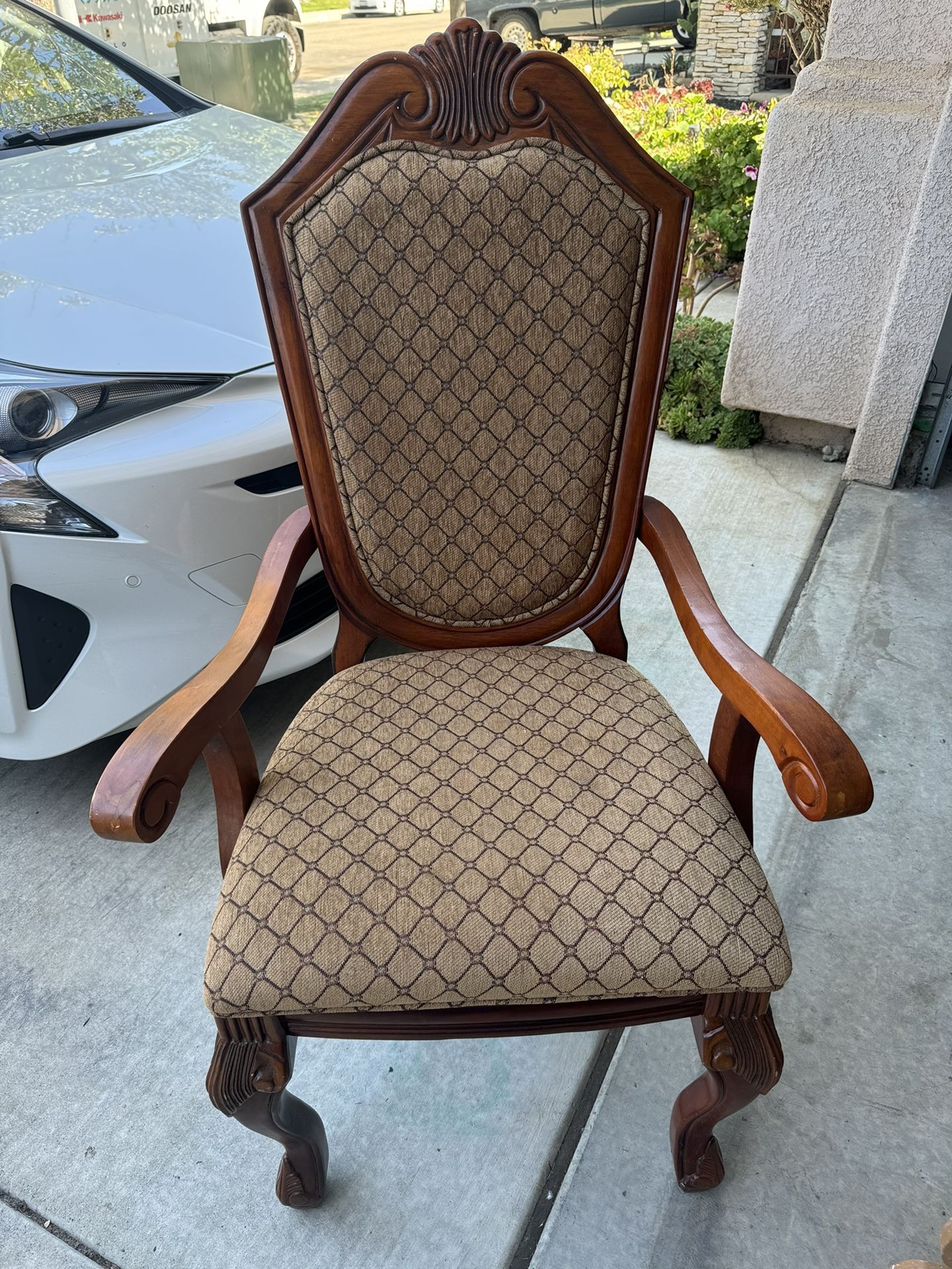 Chateau De Ville Fabric & Espresso Chairs (PAIR)