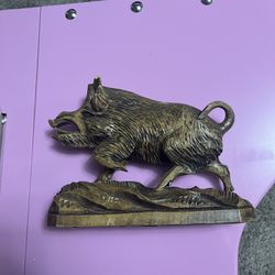 Vintage Black Forest hand-carved wooden wild boar
