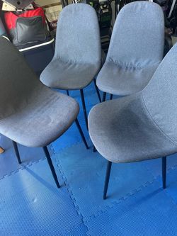 Set of 4 Gray Upholstered Dining Chairs – $90