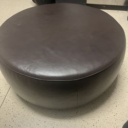 Brown Leather Ottoman 