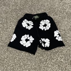 Black Denim Tear Shorts