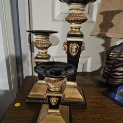 Set Of 3 Lion Candle Holders