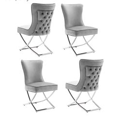 2 Suede Grey Dining Chairs 