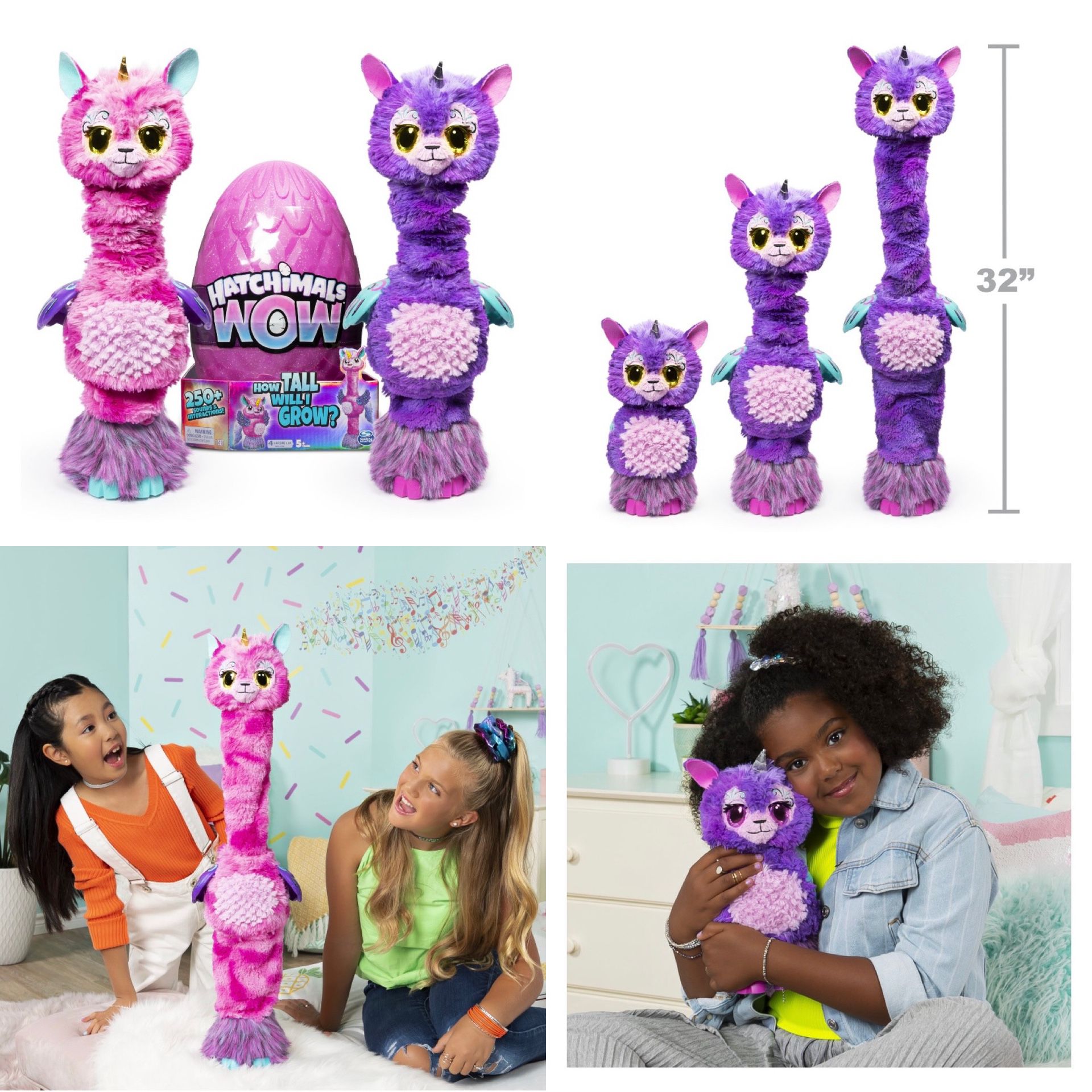 Hatchimals Wow Llalacorn 32 Tall Electronic Interactive Plush Toys For  Kids With Re-Hatchable Egg Musical Toys Pets Doll Girls