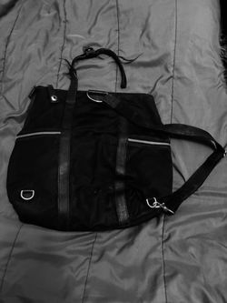 Black Nylon Tote Bag with Crossbody Strap