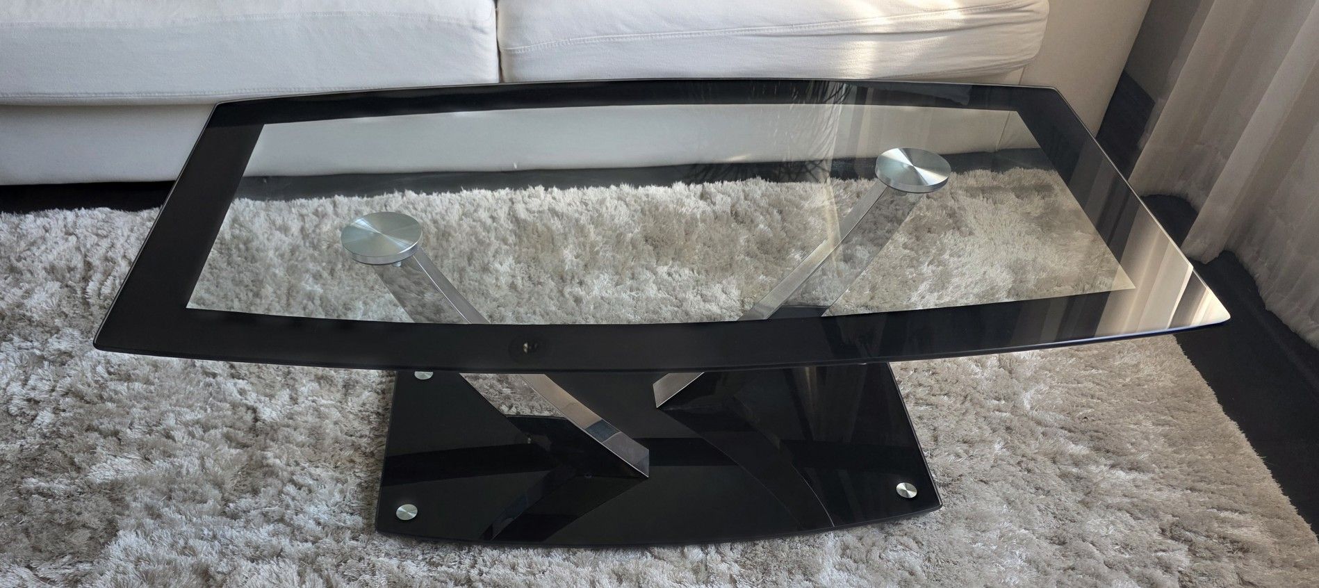Glass Coffee Table with Black Trim