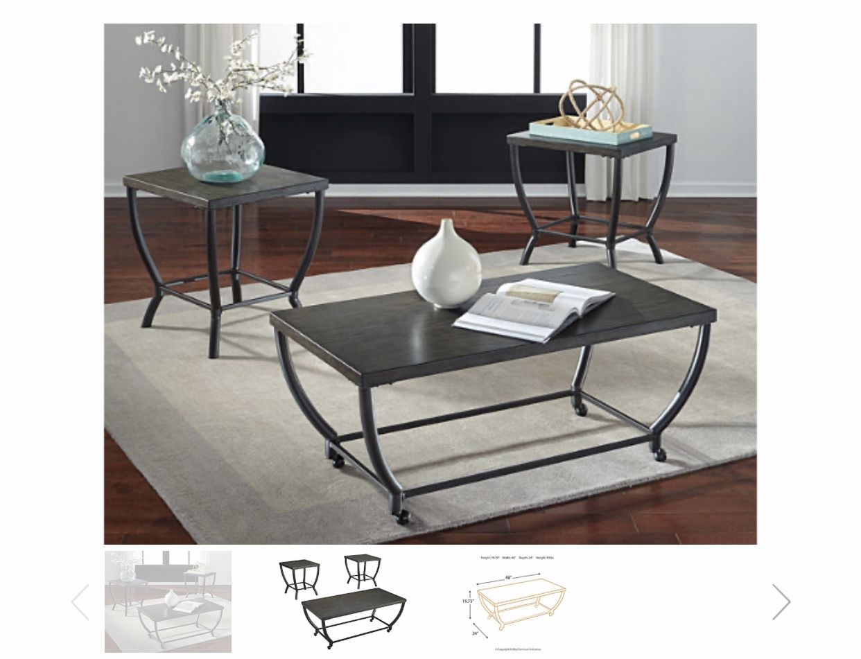 ASHLEY Coffee Table, 2 End Tables & 2 Lamps