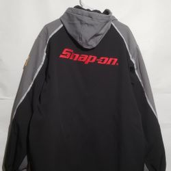 SNAP-ON  TOOLS  MENS JACKET  INSULATED ZIP UP BLACK/GRAY REMOVABLE HOOD  REFLECTIVE  MENS SIZE XL 