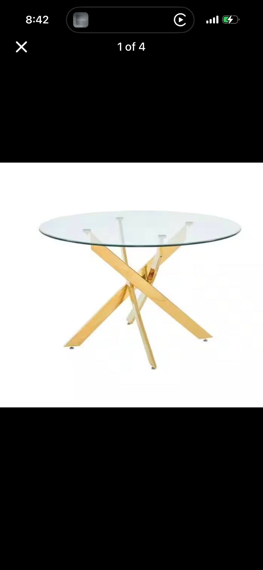 Glass Table W/ Gold Base