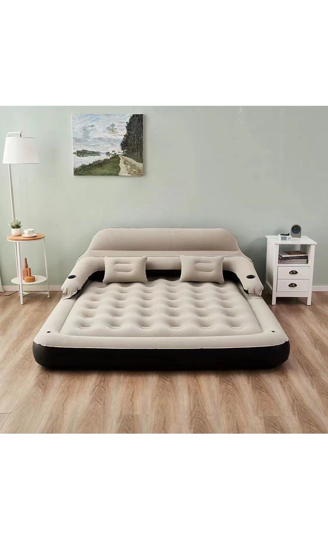 King Size Air Mattress Sofa Bed for Camping,Portable Inflatable Couch with Soft Pillow,Blow Up Bed for Car Travel/Overnight Outdoor