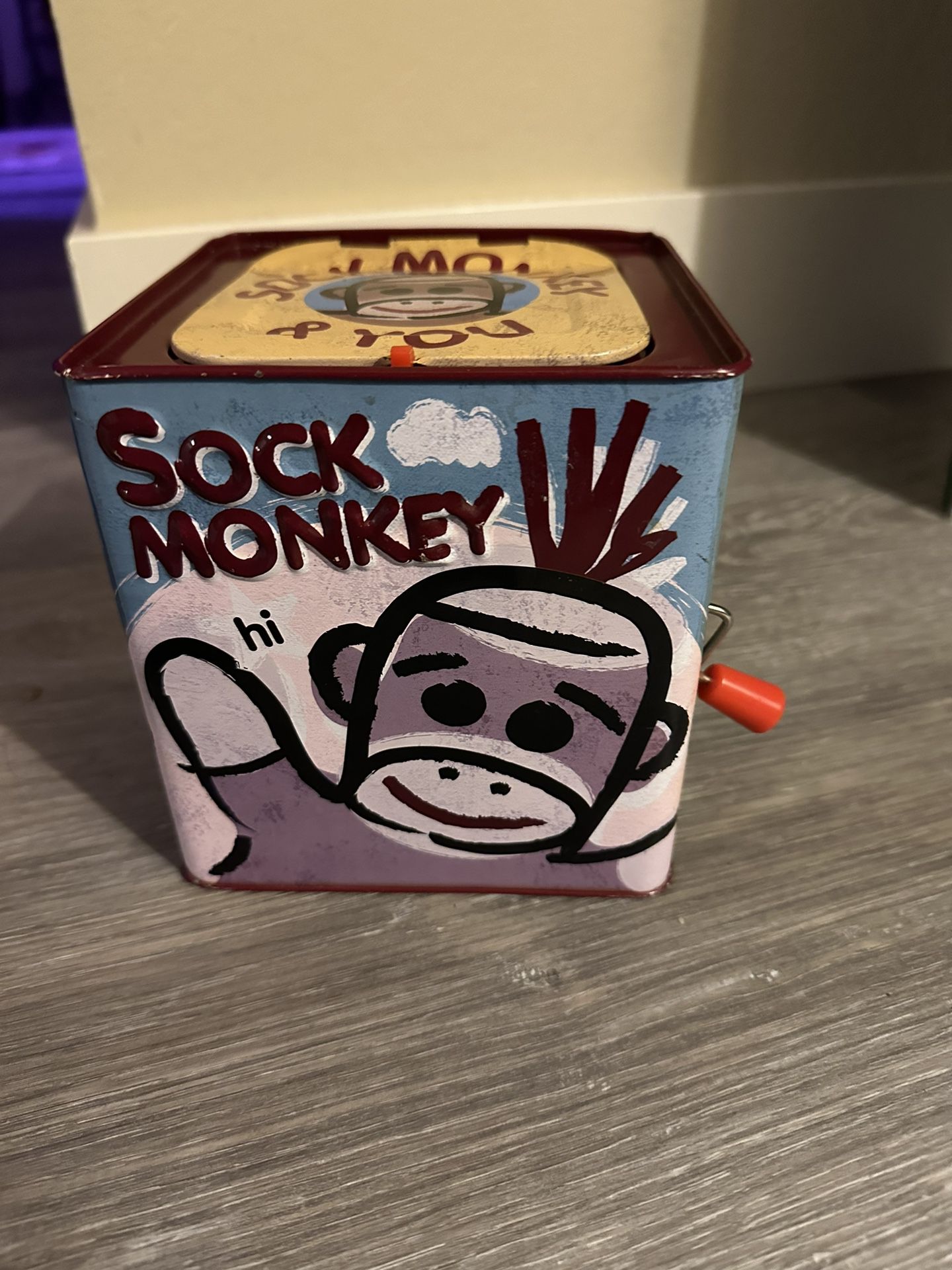 Sock Monkey Tin Jack in the Box