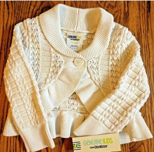 OSH KOSH Girls 18M Cardigan Sweater Ivory NEW!