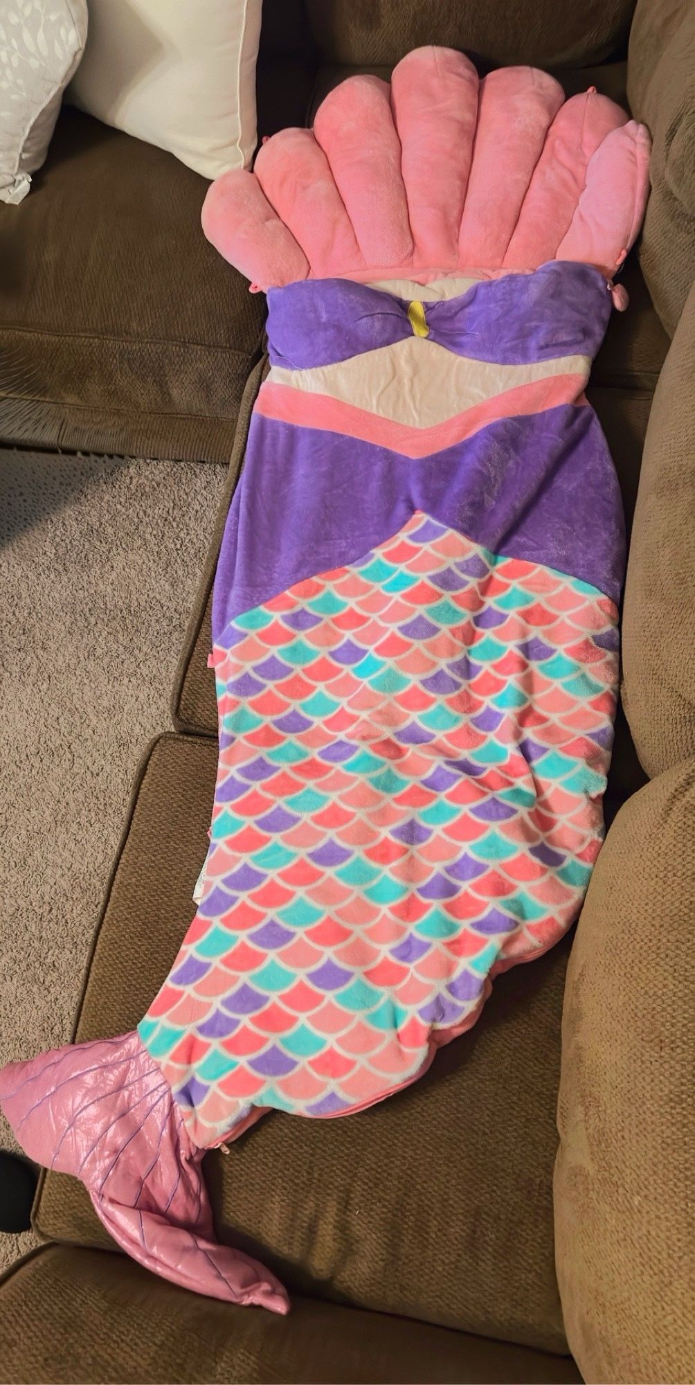HugFun Kids Sleeping Bag MERMAID W/tail 66 x 27.5 in