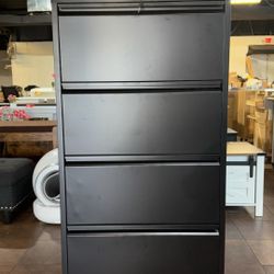 4 Drawer Lateral File Cabinets with Lock Office Filing Cabinet Steel Storage Cabinet Wide Horizontal Filing Cabinets Black Metal Cabinet for Files   