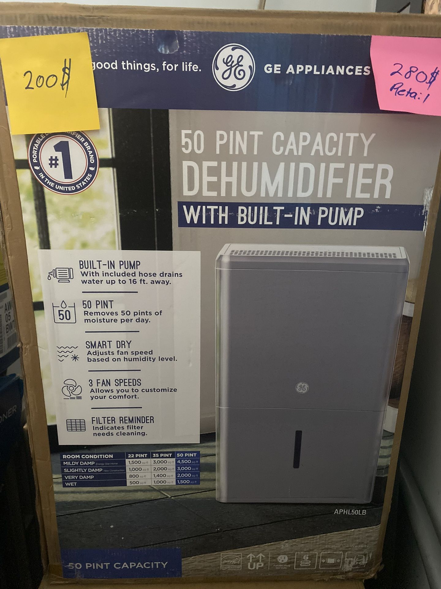 50 Pint Capacity GE Dehumidifiers