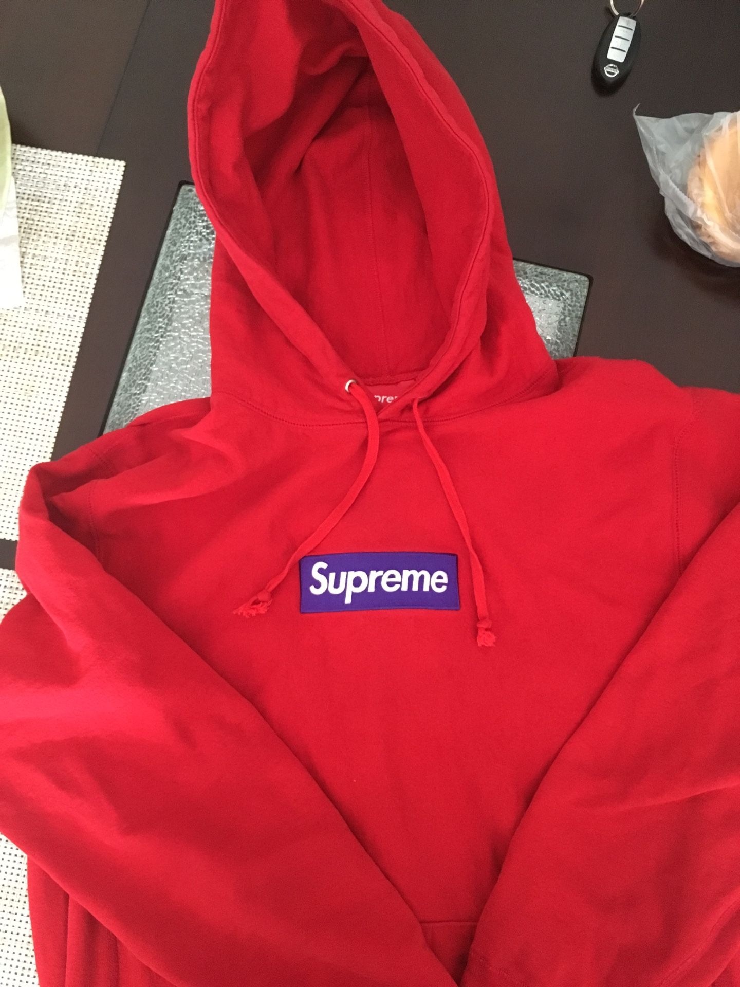 Supreme red on purple box logo hoodie for Sale in Las Vegas NV