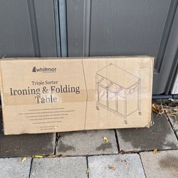 Whitmor 3 Section Rolling Laundry Sorter with Folding Station - Ironing Board,