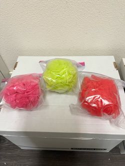 (3) - Jumbo Shower Sponges On Rope - (New)