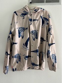 OBEY Hooded Windbreaker Jacket Men’s Medium M Seagull Print birds