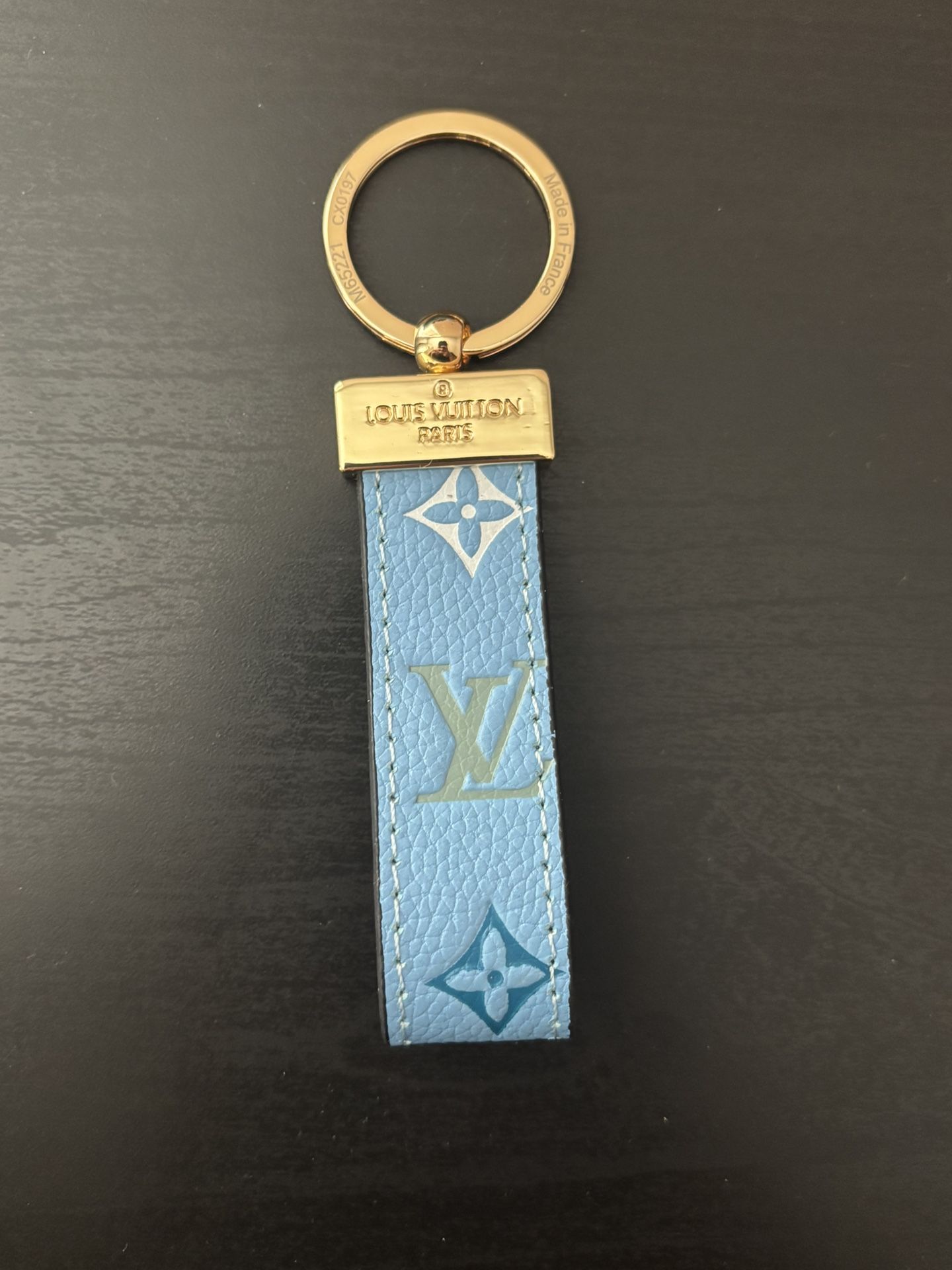 Louis Vuitton Monogram leather keychain with gold hardware 
