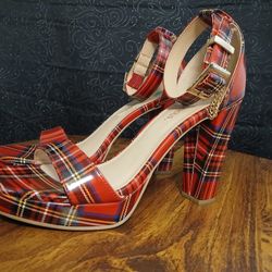 Red Plaid Heels