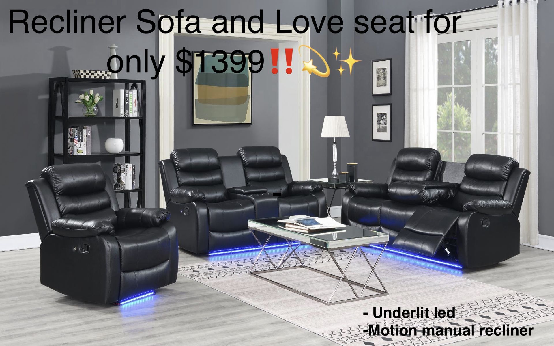 Recliner Sofa And Love Seat For Only $1399🤩‼️