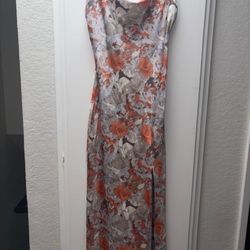 Floral Satin Slip Cowl Neckline Dress